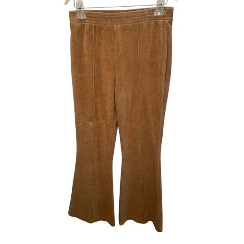 Aerie Womens Camel Brown Corduroy Flare Pants High Rise Elastic Waist Size M